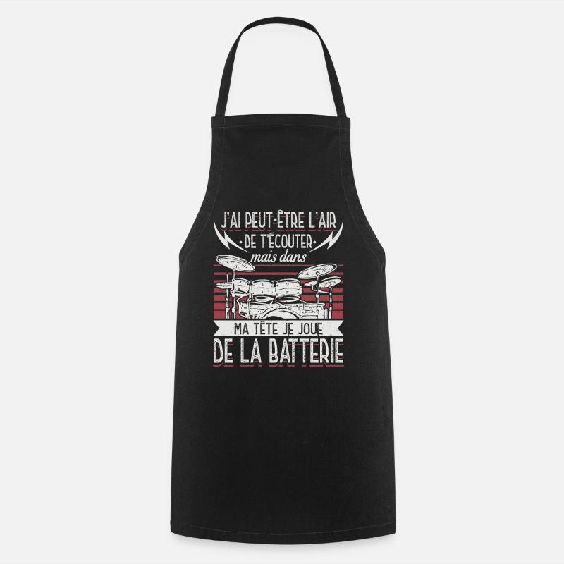 Batteur Baguette Tambour Batteries et Percussions - Tablier de cuisine - noir