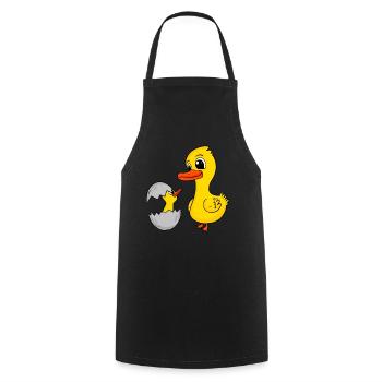 Canard avec bébé canard - Tablier de cuisine - noir - Devant - AI Model Male 185 dark (185cm)