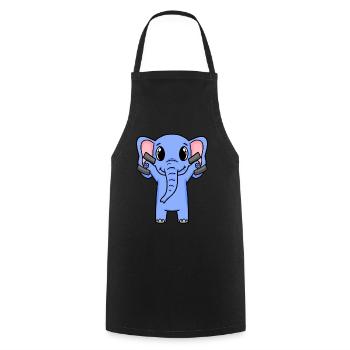 Elefant Fitness Motivation Gym Geschenk - Kochschürze - Schwarz - Vorne - AI Model Male 185 dark (185cm)