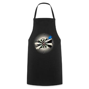 strahlende Dartscheibe mit blauen Dartpfeil - Kochschürze - Schwarz - Vorne - AI Model Male 185 dark (185cm)