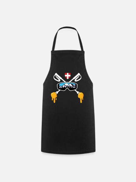 Savoie Ski et fondue savoyarde Cadeau Haute Savoie - Tablier de cuisine - noir
