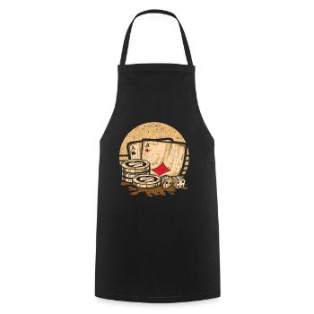Retro Poker Casino Cartes de Poker & Jetons de Poker - Tablier de cuisine - noir - Devant - AI Model Male 185 dark (185cm)