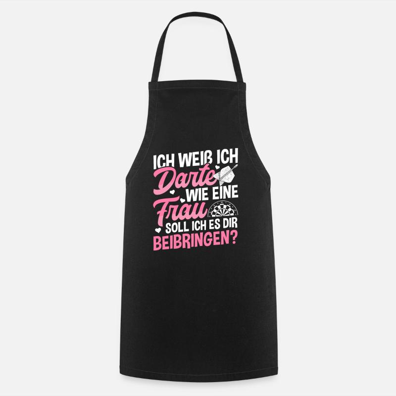 Darts Dartboard Dartpfeile Frauen Dart Geschenk - Kochschürze - Schwarz