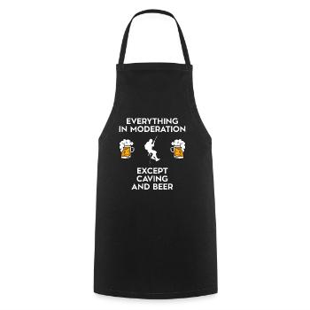 Spéléologie Spéléologie Potholing et bière - Tablier de cuisine - noir - Devant - AI Model Male 185 dark (185cm)
