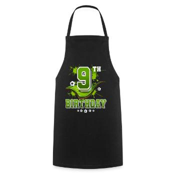 9th birthday Football 9 years - Cooking Apron - black - Front - AI Model Male 185 dark (185cm)