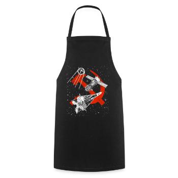Soyuz Sputnik Rocket Soviet Union Space - Cooking Apron - black - Front - AI Model Male 185 dark (185cm)
