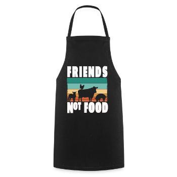 Vegan Vegetarisch Friends not Food Tierschutz - Kochschürze - Schwarz - Vorne - AI Model Male 185 dark (185cm)