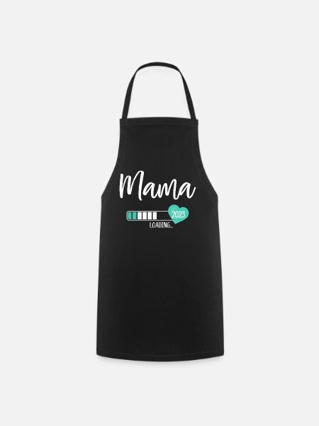 Mom Loading 2023 Heart Baby Young Mom-to-be - Cooking Apron - black