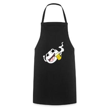 Sperma mit Bier - Kochschürze - Schwarz - Vorne - AI Model Male 185 dark (185cm)
