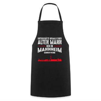 Mannheim Skyline - Lustige alte Männer Sprüche - Kochschürze - Schwarz - Vorne - AI Model Male 185 dark (185cm)