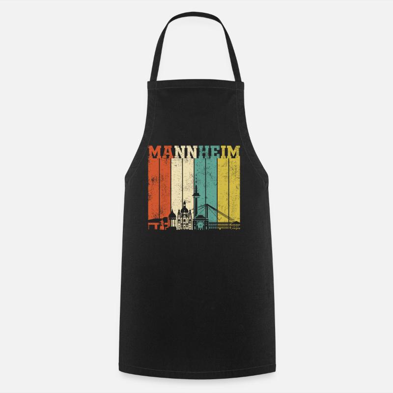 Retro Mannheim Skyline - Kochschürze - Schwarz