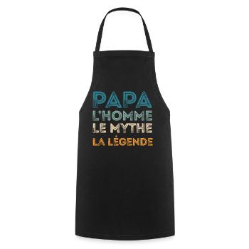 Papa Homme Mythe Légende - Tablier de cuisine - noir - Devant - AI Model Male 185 dark (185cm)
