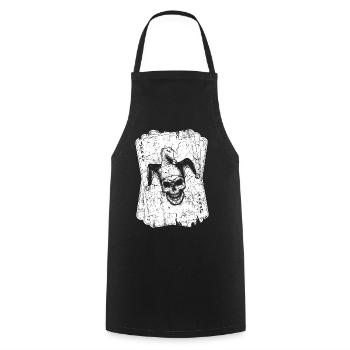 Poker-Karten-Spieler-Vintage-Joker-Karte - Kochschürze - Schwarz - Vorne - AI Model Male 185 dark (185cm)