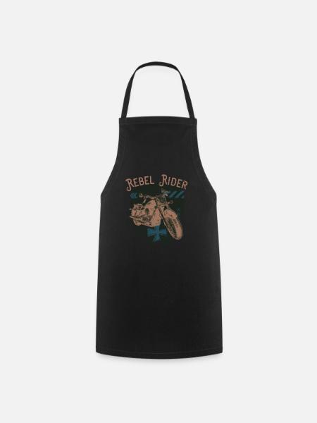 Rebel Rider Motorcycle Vintage Rocker Biker - Cooking Apron - black