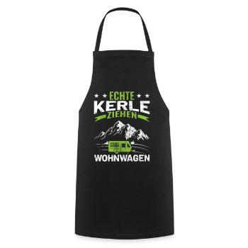 Echte Kerle ziehen Wohnwagen - Kochschürze - Schwarz - Vorne - AI Model Male 185 dark (185cm)