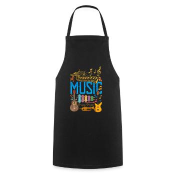Colorful Music Instrument Collage | Musik Love - Kochschürze - Schwarz - Vorne - AI Model Male 185 dark (185cm)