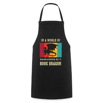 Book Dragon Design Librarian Book Lovers - Kochschürze - Schwarz - Vorne - AI Model Male 185 dark (185cm)