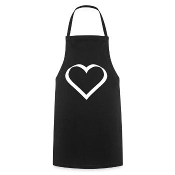 white heart white gift valentine's day - Cooking Apron - black - Front - AI Model Male 185 dark (185cm)