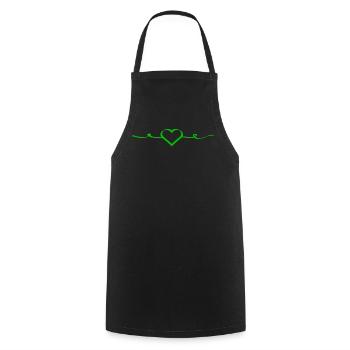 Cœur vert vert - Tablier de cuisine - noir - Devant - AI Model Male 185 dark (185cm)