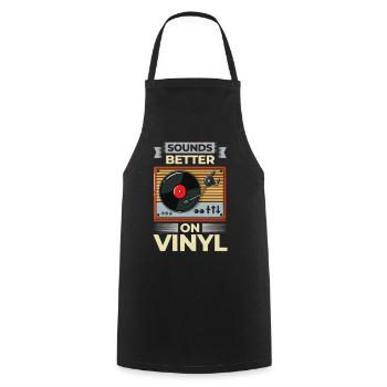 Disques de tourne-disques sur platine - Tablier de cuisine - noir - Devant - AI Model Male 185 dark (185cm)