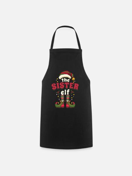 Schwester Elf Wichtel Weihnachten - Kochschürze - Schwarz