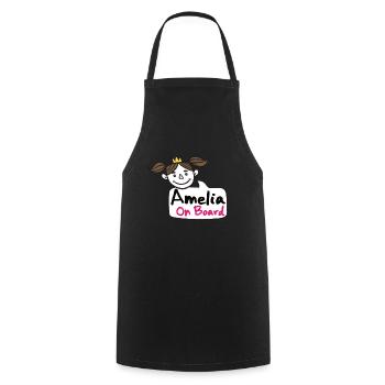 Amelia à bord - Tablier de cuisine - noir - Devant - AI Model Male 185 dark (185cm)