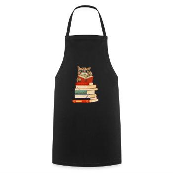Rat de bibliothèque Chat Lunettes de lecture Livre Nerd Drôle Livre - Tablier de cuisine - noir - Devant - AI Model Male 185 dark (185cm)