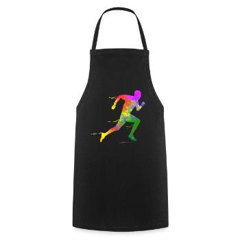 Demi-marathon runner sprint triathlète Finisher - Tablier de cuisine - noir - Devant - AI Model Male 185 dark (185cm)