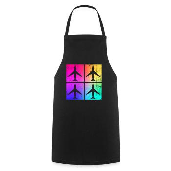 Airplane airplane lover colorful logo - Cooking Apron - black - Front - AI Model Male 185 dark (185cm)