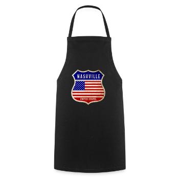 Nashville États-Unis Armoiries Drapeaux - Tablier de cuisine - noir - Devant - AI Model Male 185 dark (185cm)