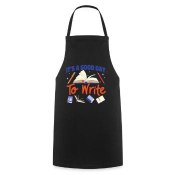 Writing Book Novel Writer & - Cooking Apron - black - Front - AI Model Male 185 dark (185cm)