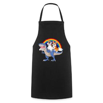 corgi et licorne chevauchant le dinosaure - Tablier de cuisine - noir - Devant - AI Model Male 185 dark (185cm)