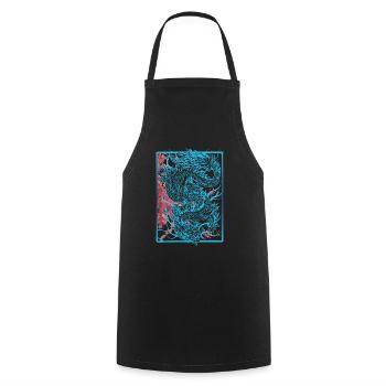 Japanese Dragon Cherry Blossoms Sakura Dragon - Cooking Apron - black - Front - AI Model Male 185 dark (185cm)