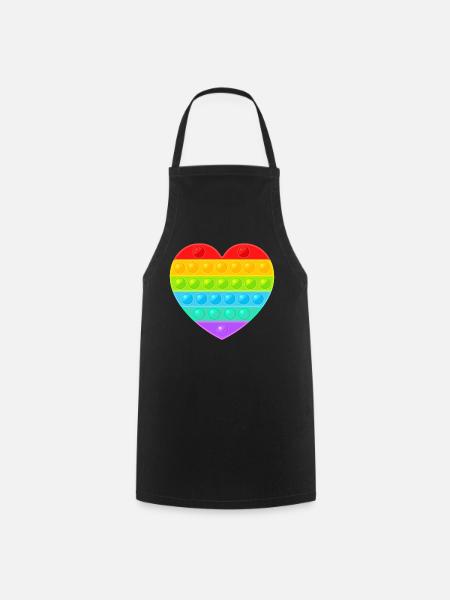 Pop It Popit Herz Bunt Regenbogen - Kochschürze - Schwarz