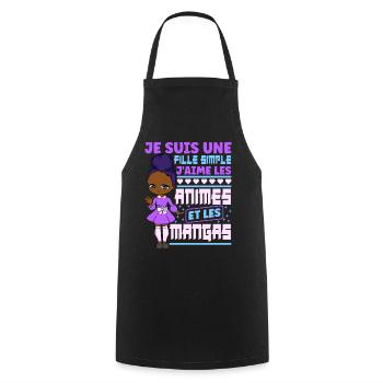 Animé Manga Humour Japonais Kawaii Fille - Tablier de cuisine - noir - Devant - AI Model Male 185 dark (185cm)
