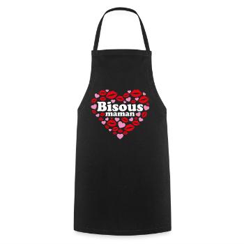 Bisous maman cœurs Maman je t'aime Fête des mères - Tablier de cuisine - noir - Devant - AI Model Male 185 dark (185cm)