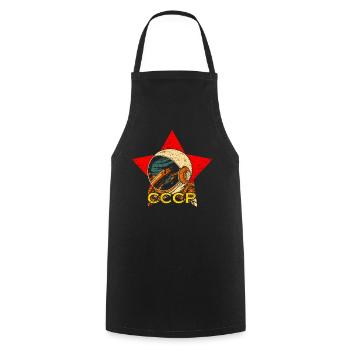 Soviet Union Space - Cooking Apron - black - Front - AI Model Male 185 dark (185cm)