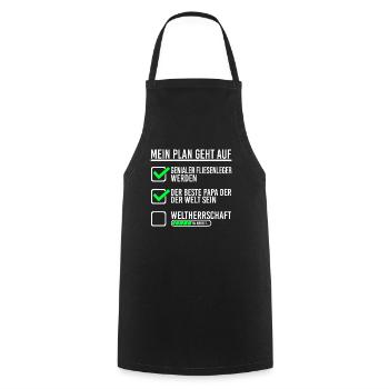 Fliesenleger Papa Plan zur Weltherrschaft Geschenk - Kochschürze - Schwarz - Vorne - AI Model Male 185 dark (185cm)