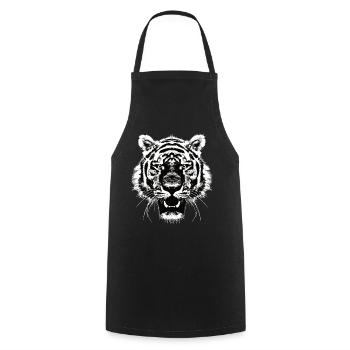 Tiger Kopf - Motiv Raubkatze - Kochschürze - Schwarz - Vorne - AI Model Male 185 dark (185cm)