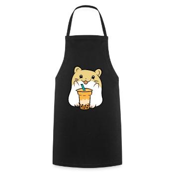 Boba Tea Lover Cute Guinea Pig With Bubble Tea - Cooking Apron - black - Front - AI Model Male 185 dark (185cm)