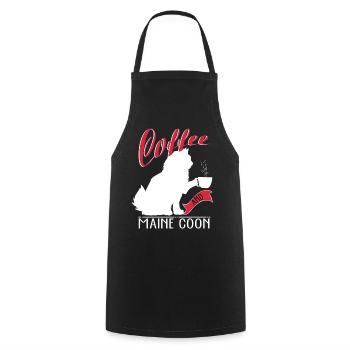Coffee Maine Coon - Cooking Apron - black - Front - AI Model Male 185 dark (185cm)