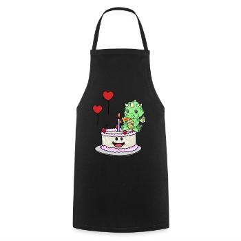 Dragon Birthday Birthday Cake Sweets - Cooking Apron - black - Front - AI Model Male 185 dark (185cm)