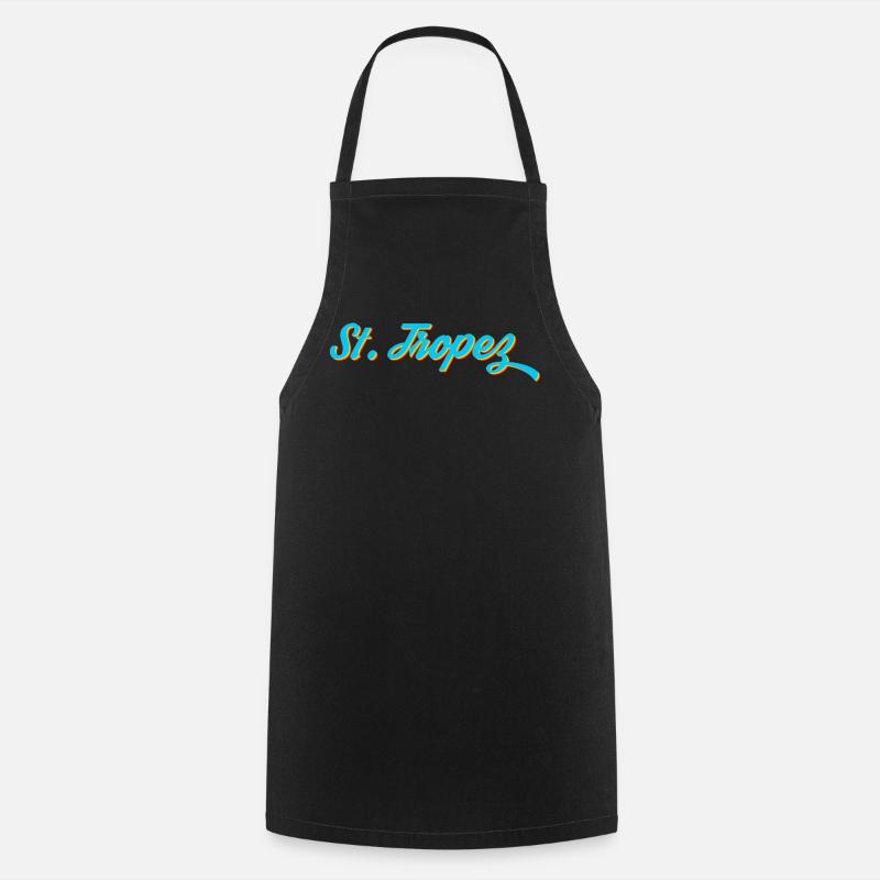 Calligraphie au néon de Saint-Tropez - Tablier de cuisine - noir