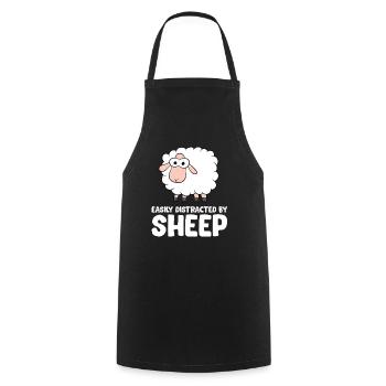 Facilement distrait par les moutons - Tablier de cuisine - noir - Devant - AI Model Male 185 dark (185cm)