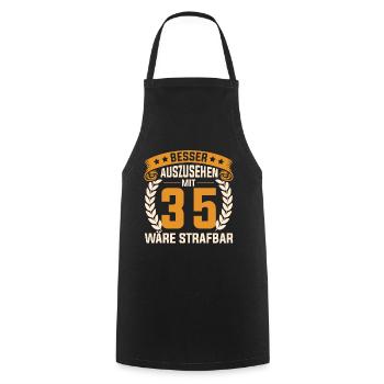 35. Geburtstag 1987 Geschenk Mann Spruch Auszusehe - Kochschürze - Schwarz - Vorne - AI Model Male 185 dark (185cm)