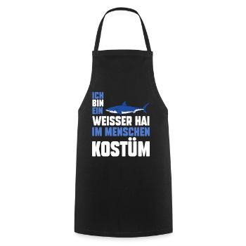 Weißer Hai - Kochschürze - Schwarz - Vorne - AI Model Male 185 dark (185cm)