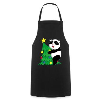 Panda de Noël - Tablier de cuisine - noir - Devant - AI Model Male 185 dark (185cm)