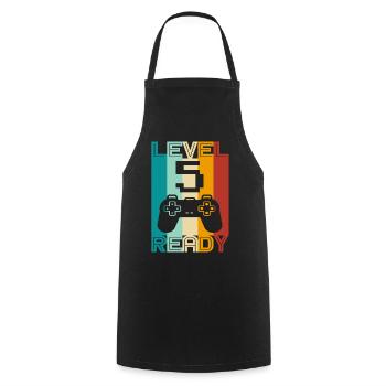 5th Birthday and 5th Anniversary Gaming Design - Cooking Apron - black - Front - AI Model Male 185 dark (185cm)