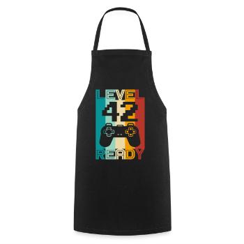 42nd Birthday Gamer Gift Idea Gambler 42 years - Cooking Apron - black - Front - AI Model Male 185 dark (185cm)