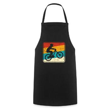 Mountain Bike Motocross Retro - Cooking Apron - black - Front - AI Model Male 185 dark (185cm)